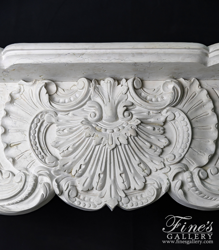 Marble Fireplaces  - Exotic Italian Bianco Perlino Marble French Versailles Fireplace Mantel - MFP-2270